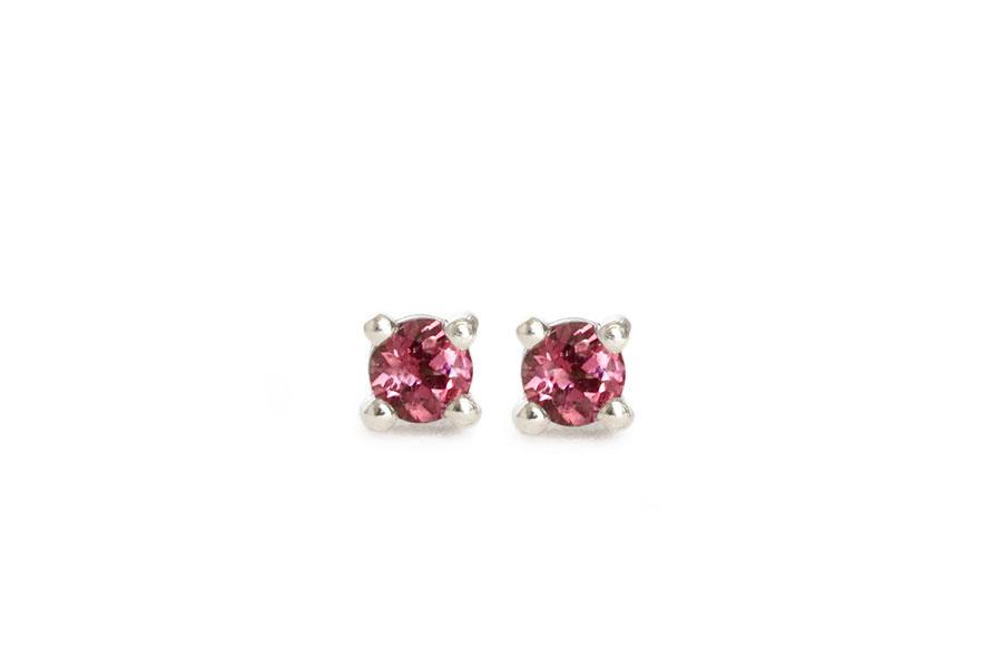 Rhodolite Garnet Studs Andrea Bonelli Jewelry 14k White Gold
