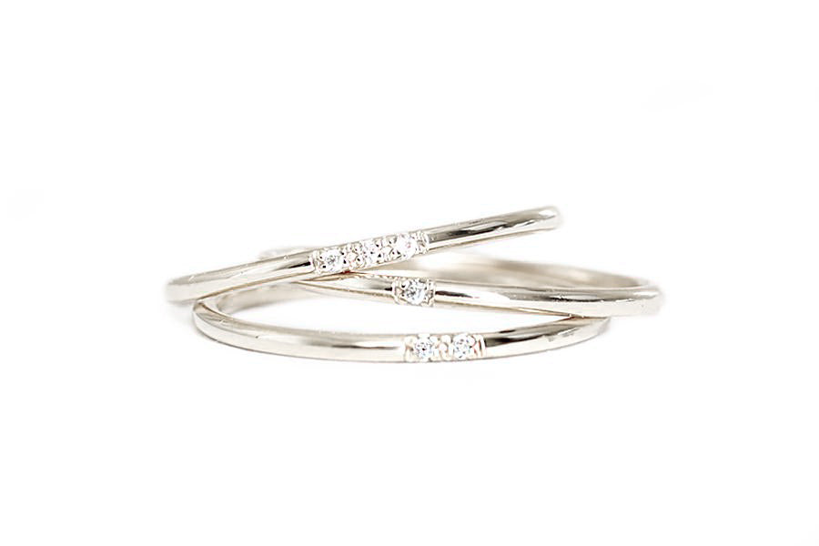 Slim Stacking Diamond Rings Andrea Bonelli 14k White Gold