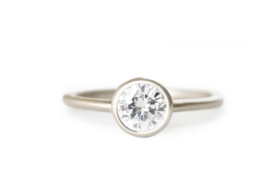 Zoe Moissanite Ring 1.1ct Andrea Bonelli Jewelry 14k White Gold