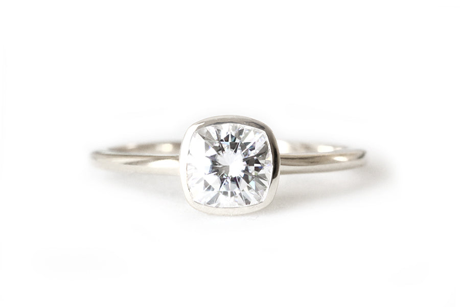 Zoe Cushion Lab Diamond Ring Andrea Bonelli Jewelry 14k White Gold