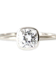 Zoe Cushion Moissanite Ring Andrea Bonelli Jewelry 14k White Gold