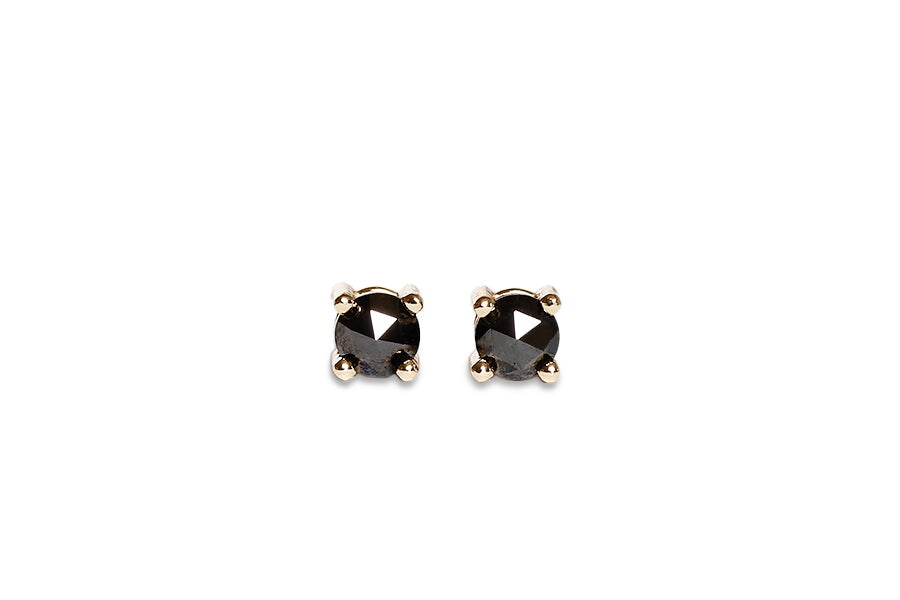 Black Rose Cut Diamond Studs Andrea Bonelli Jewelry 14k Yellow Gold