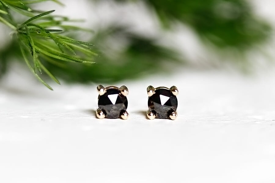 Black Rose Cut Diamond Studs Andrea Bonelli Jewelry 