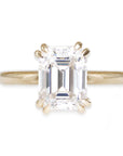 Bailey Double Claw Moissanite Ring Andrea Bonelli Jewelry 14k Yellow Gold