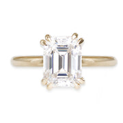 Bailey Double Claw Moissanite Ring Andrea Bonelli Jewelry 14k Yellow Gold