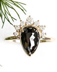 Black Diamond Crown Halo Ring 2.24ct Andrea Bonelli Jewelry 