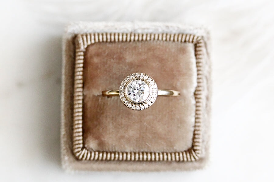 Brie Halo Lab Diamond Ring Andrea Bonelli Jewelry 