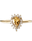 Aura Halo Pear Citrine Ring Andrea Bonelli Jewelry 14k Yellow Gold