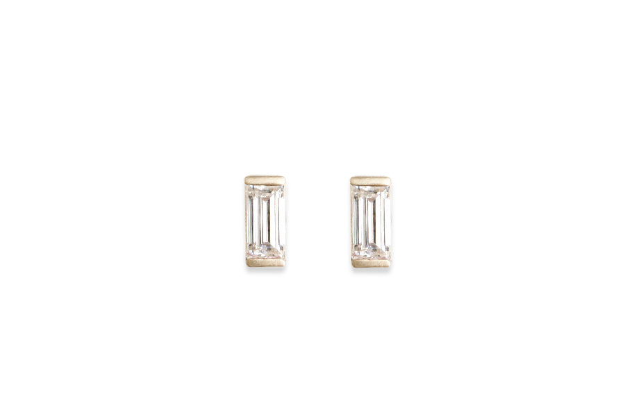 Linea Baguette Studs Andrea Bonelli Jewelry 14k Yellow Gold