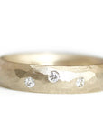 Diamond Rustic Faceted Band Andrea Bonelli Jewelry 14k Yellow Gold