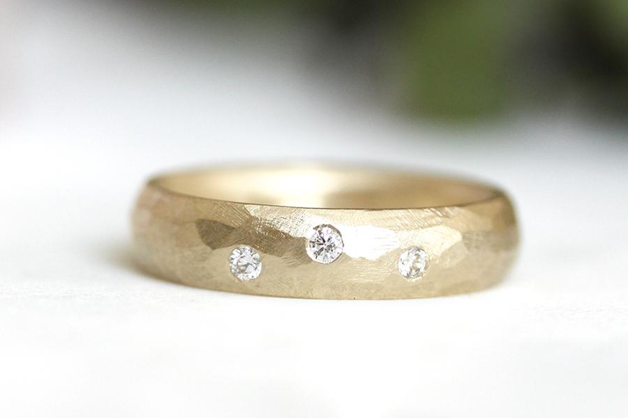 Diamond Rustic Faceted Band Andrea Bonelli Jewelry 