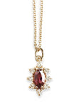 Aura Marquise Garnet Halo Necklace Andrea Bonelli Jewelry 14k Yellow Gold