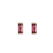 Linea Garnet Studs Andrea Bonelli Jewelry 14k Yellow Gold