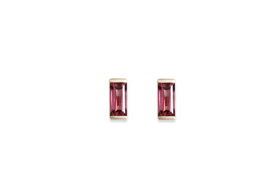 Linea Garnet Studs Andrea Bonelli Jewelry 14k Yellow Gold