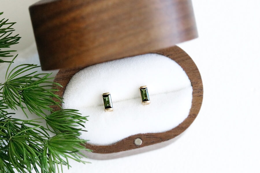 Linea Green Tourmaline Studs Andrea Bonelli Jewelry 