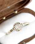 Isobel Halo Moissanite Ring Andrea Bonelli Jewelry 