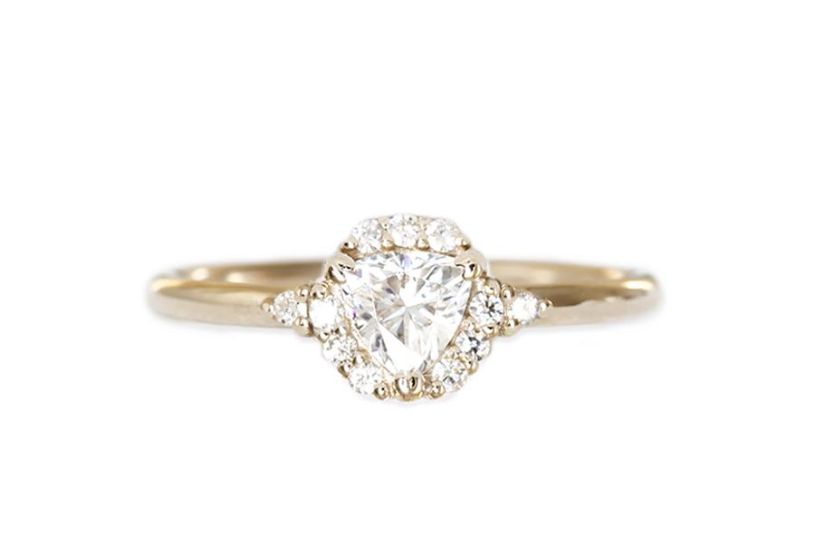 Isobel Halo Diamond Ring Andrea Bonelli Jewelry 14k Yellow Gold