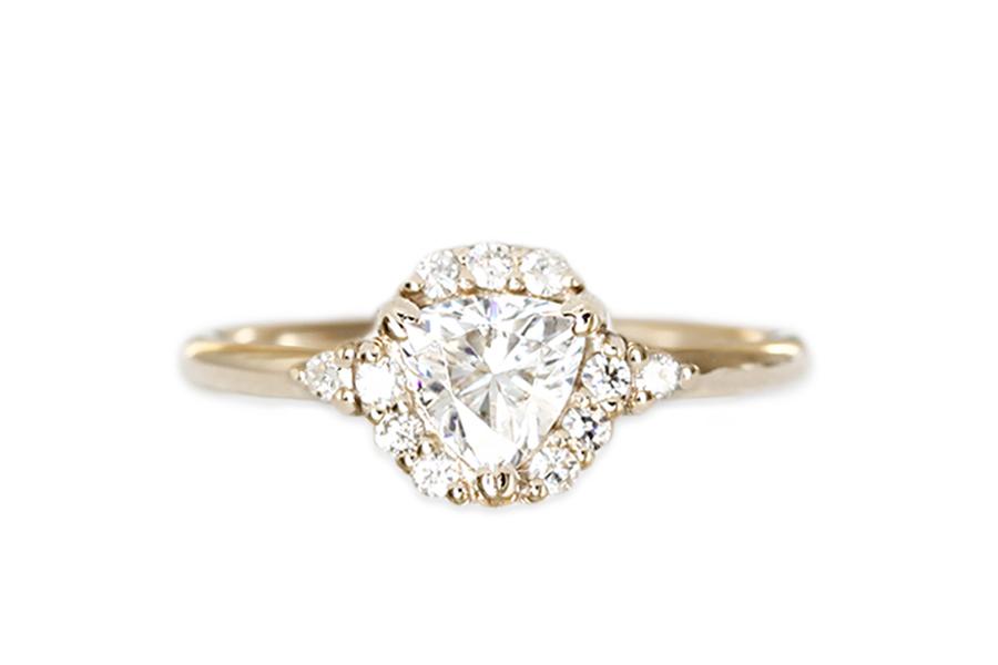 Isobel Halo Moissanite Ring 1ct Andrea Bonelli Jewelry 14k Yellow Gold