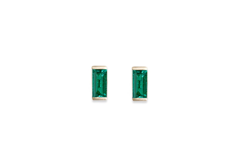 Linea Emerald Studs Andrea Bonelli Jewelry 14k Yellow Gold