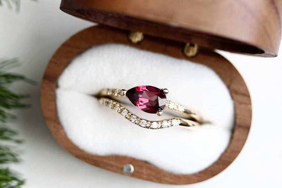 Lilia Garnet + Diamond Ring Andrea Bonelli Jewelry 