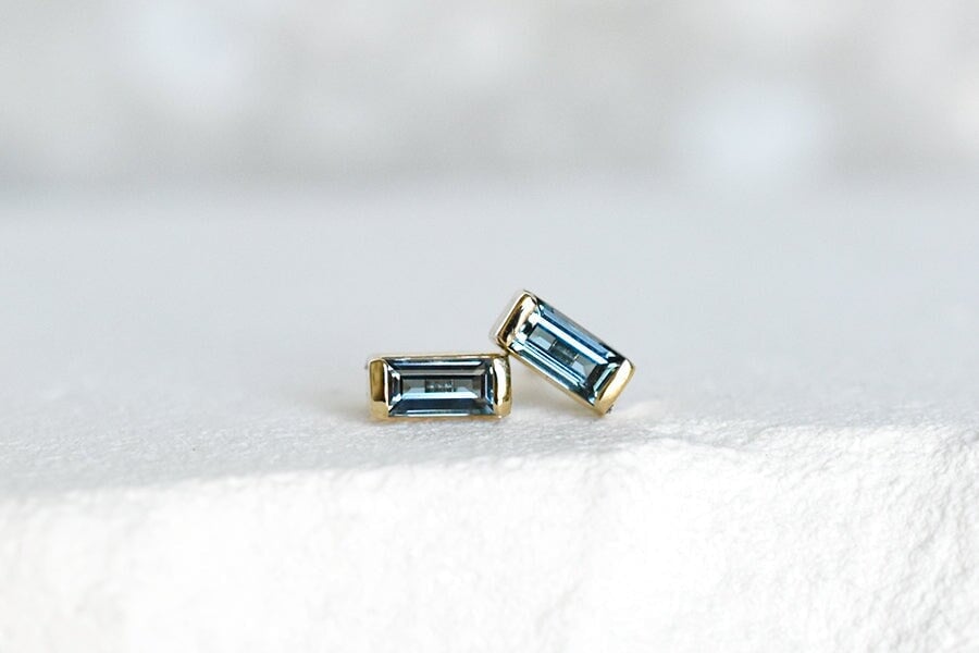 RTS Linea London Blue Topaz Studs Andrea Bonelli Jewelry 