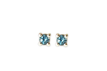 London Blue Topaz Studs Andrea Bonelli Jewelry 14k Yellow Gold