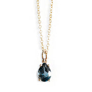 London Blue Topaz Solitaire Necklace Andrea Bonelli Jewelry 14k Yellow Gold