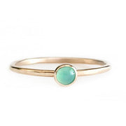 Aria Chrysoprase Stacking Ring Andrea Bonelli Jewelry 14k Yellow Gold