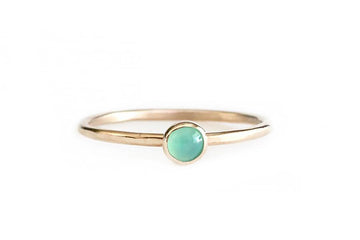 Aria Chrysoprase Stacking Ring Andrea Bonelli Jewelry 14k Yellow Gold