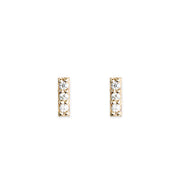 Petite Pave Diamond Bar Studs Andrea Bonelli Jewelry 14k Yellow Gold