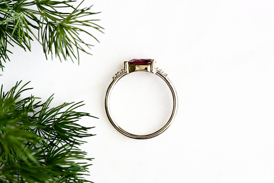 Lilia Garnet + Diamond Ring Andrea Bonelli Jewelry 