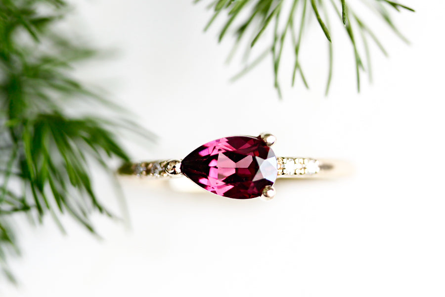 Lilia Garnet + Diamond Ring Andrea Bonelli Jewelry 