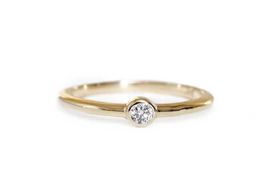 Mignon Salt + Pepper Diamond Ring Andrea Bonelli 14k Yellow Gold