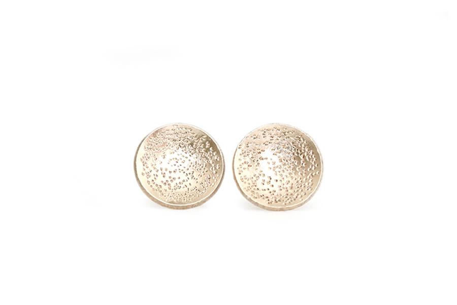 thumbnail image 2 of 14k Yellow Gold 6mm Stardust Textured Round Ball Stud Earrings For Women - Made In Italy 2 of 6