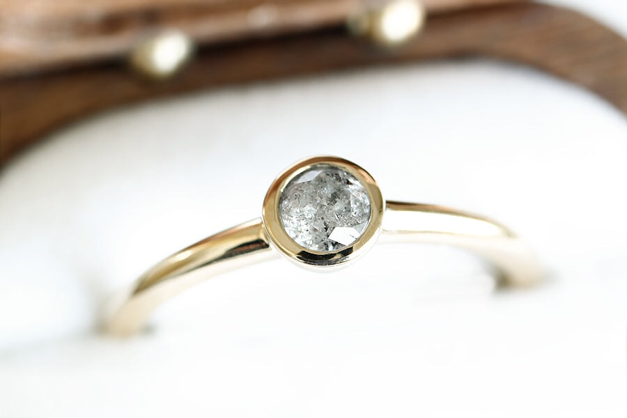 Zoe Salt + Pepper Diamond Ring Andrea Bonelli Jewelry 